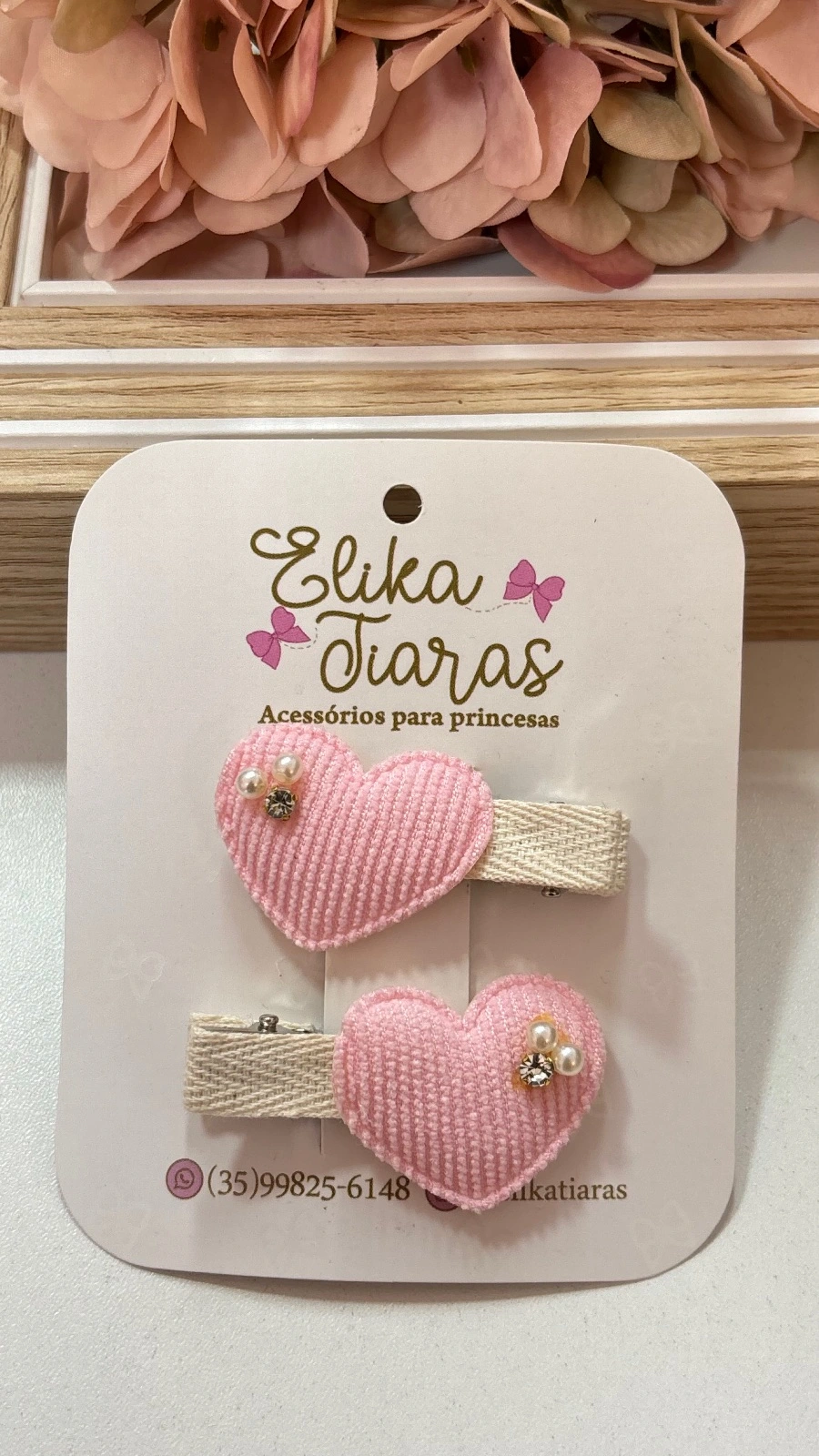 PAR CORACAO COTELE PRETO - LAÇO PAR COTELE ROSA