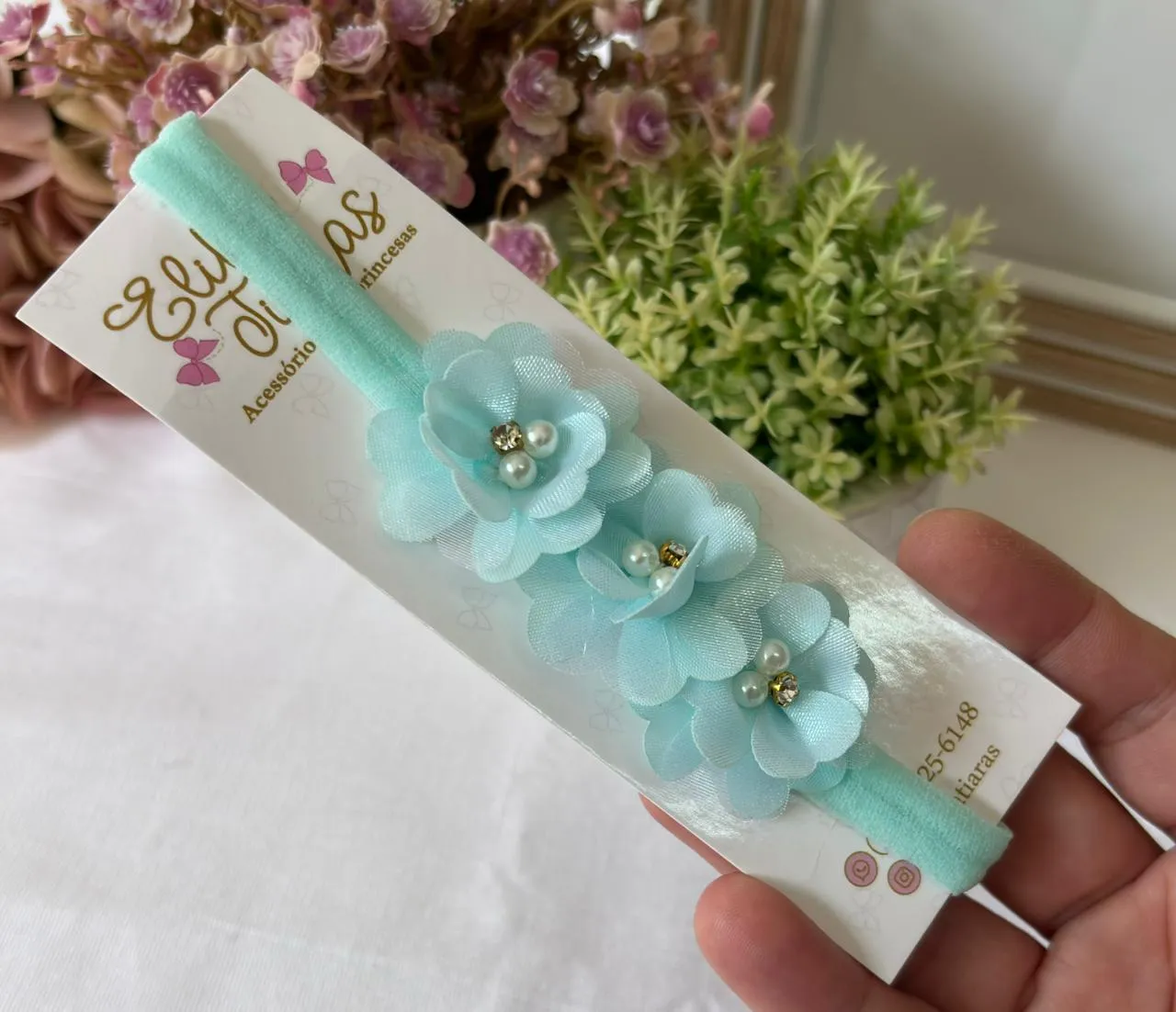 FAIXA FLOR CORAÇÃO - FAIXA FLOR CORAÇÃO TURQUESA