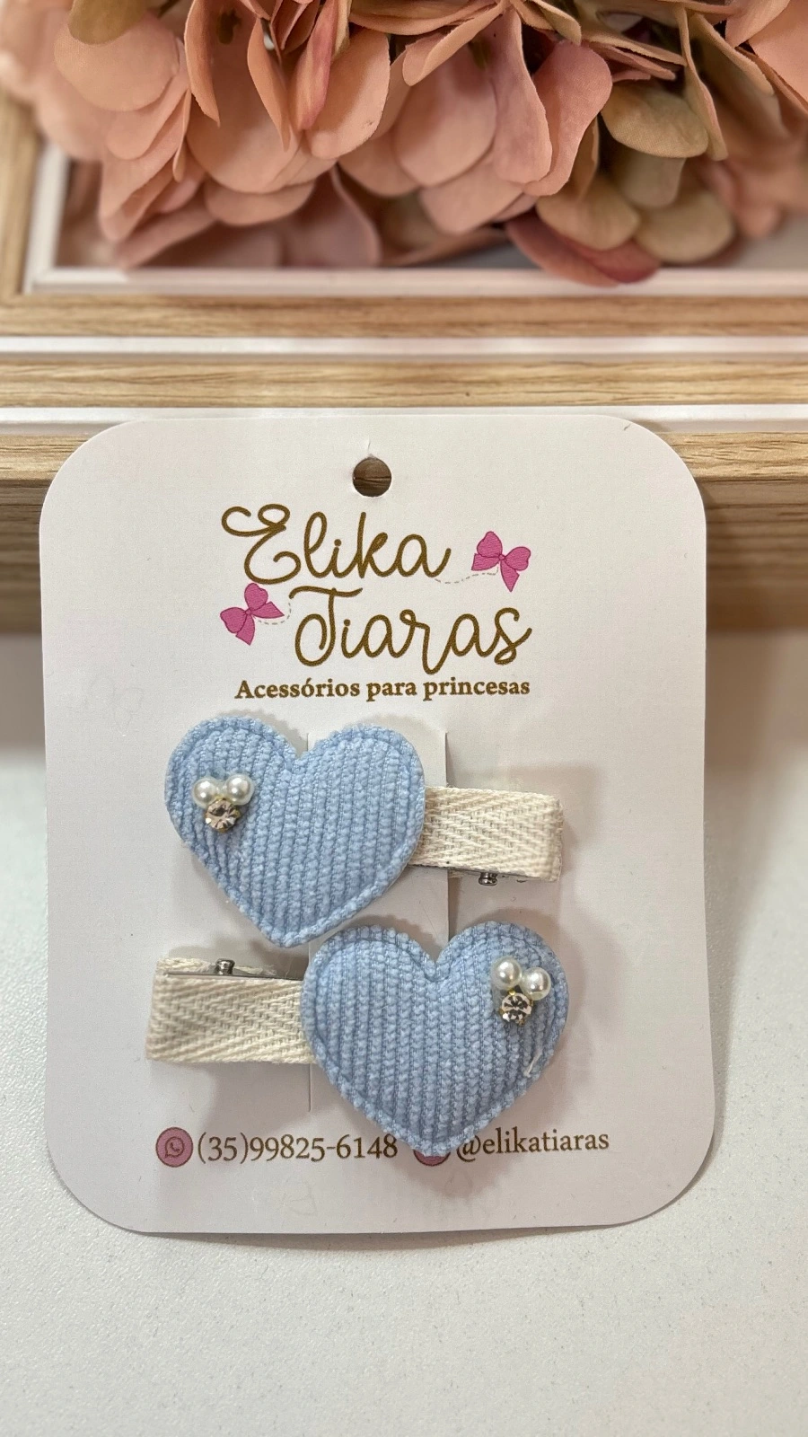 PAR CORACAO COTELE PRETO - LAÇO PAR COTELE AZUL