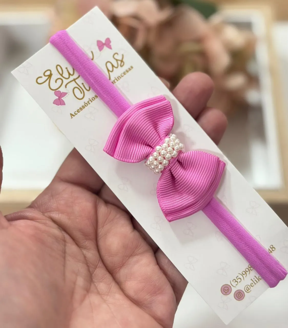 FAIXA GRAVATINHA C/ PEROLAS - FAIXA GRAVATINHA C/PEROLA ROSA 182