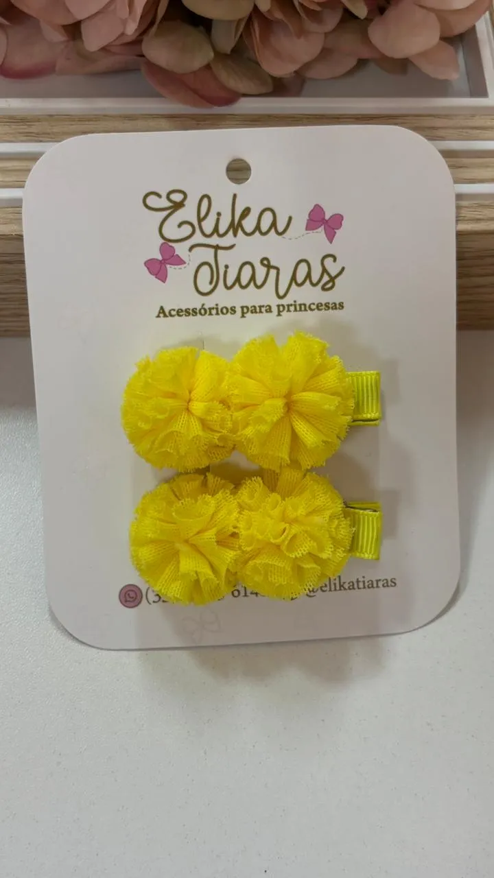 PAR POMPOM - PAR POMPOM AMARELO
