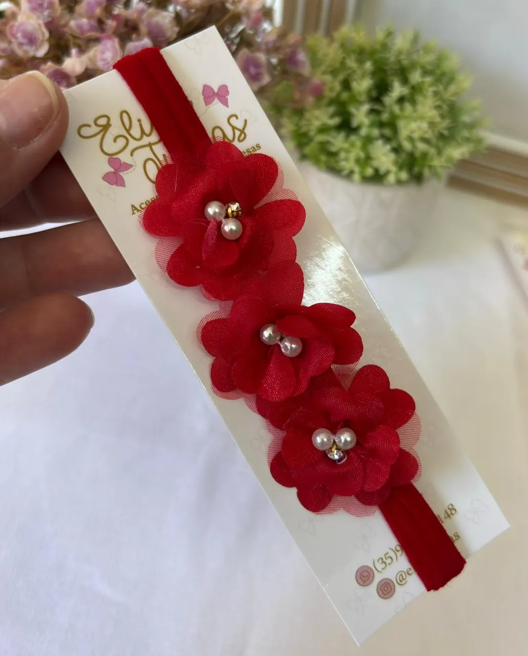 FAIXA FLOR CORAÇÃO - FAIXA FLOR CORAÇÃO VERMELHO