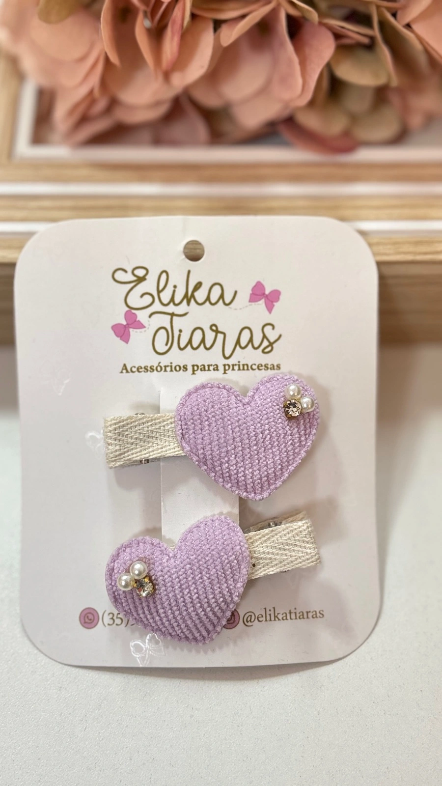 PAR CORACAO COTELE PRETO - LAÇO PAR COTELE LILÁS